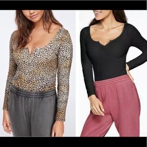 PINK Victoria's Secret LEOPARD OR BLACK Long Sleeve Bodysuit Tops YOU CHOOSE NWT